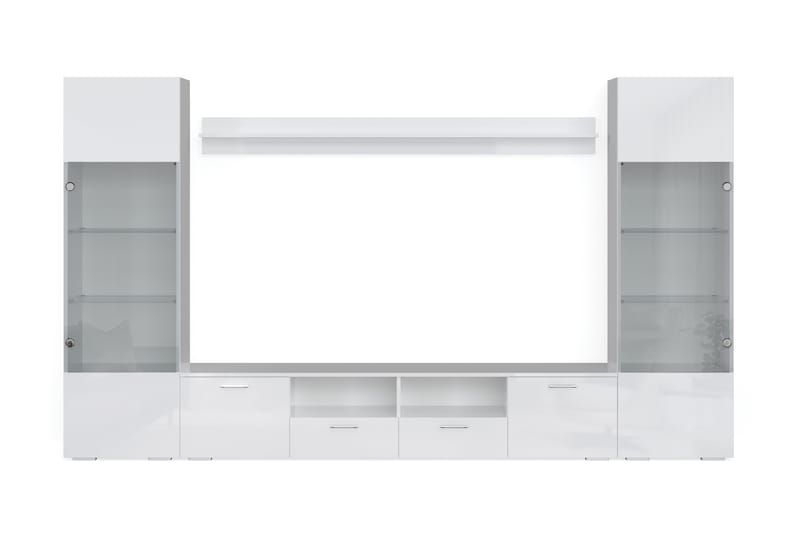 Tv-Möbelset Rhue 41x260 cm - Glas/Vit - TV-möbelset