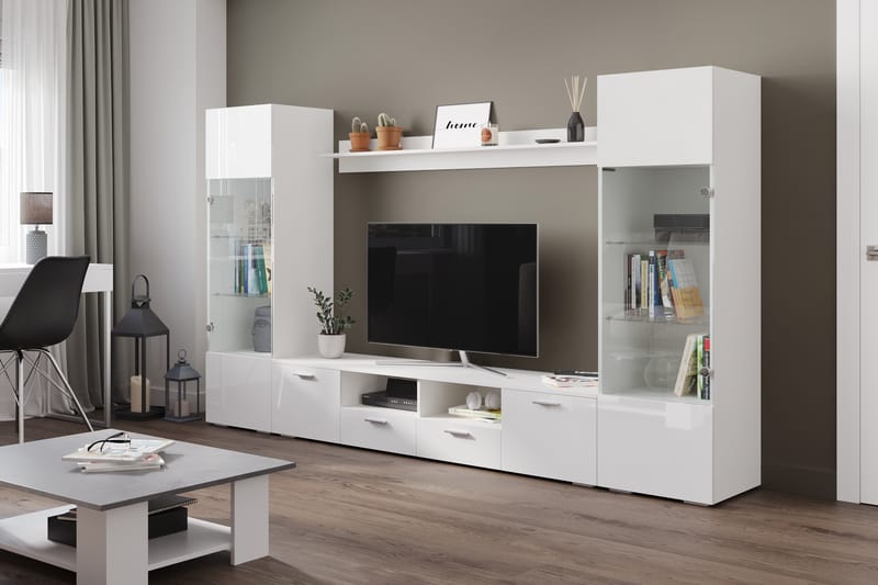 Tv-Möbelset Rhue 41x260 cm - Glas/Vit - Möbler - TV- & Mediamöbler - TV-möbelset