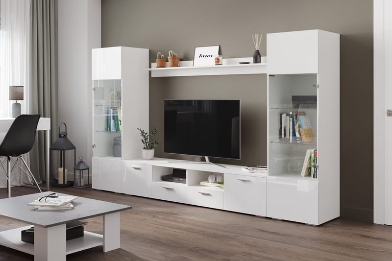 Tv-Möbelset Rhue 41x260 cm - Glas/Vit - TV-möbelset