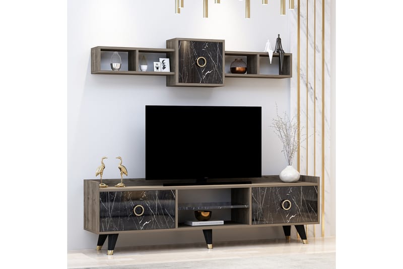 Tv-möbelset Rosanda 180 cm - Natur/Svart - Möbler - TV- & Mediamöbler - TV-möbelset