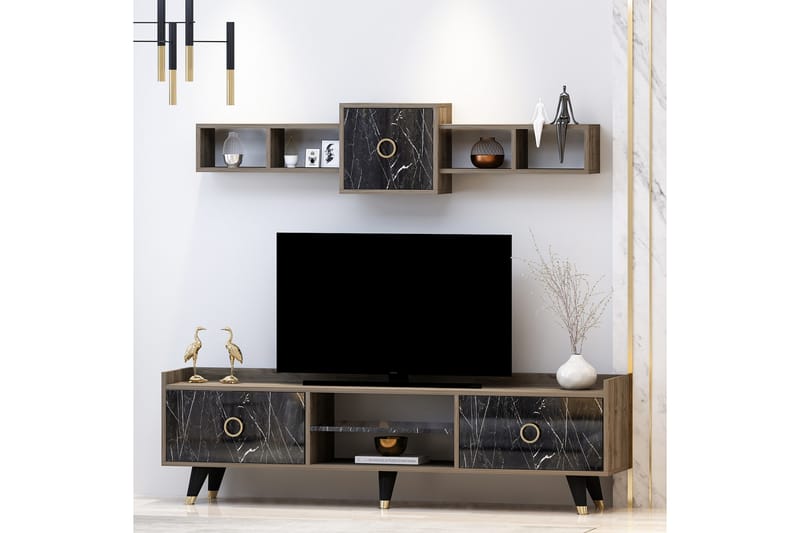 Tv-möbelset Rosanda 180 cm - Natur/Svart - Möbler - TV- & Mediamöbler - TV-möbelset