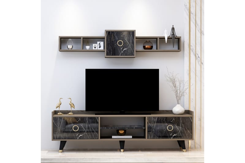 Tv-möbelset Rosanda 180 cm - Natur/Svart - Möbler - TV- & Mediamöbler - TV-möbelset