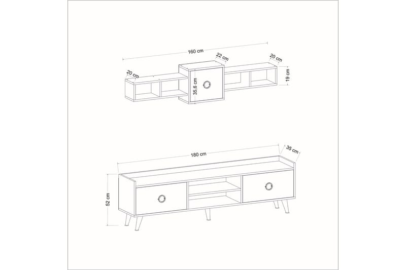 Tv-möbelset Rosanda 180 cm - Natur/Svart - Möbler - TV- & Mediamöbler - TV-möbelset
