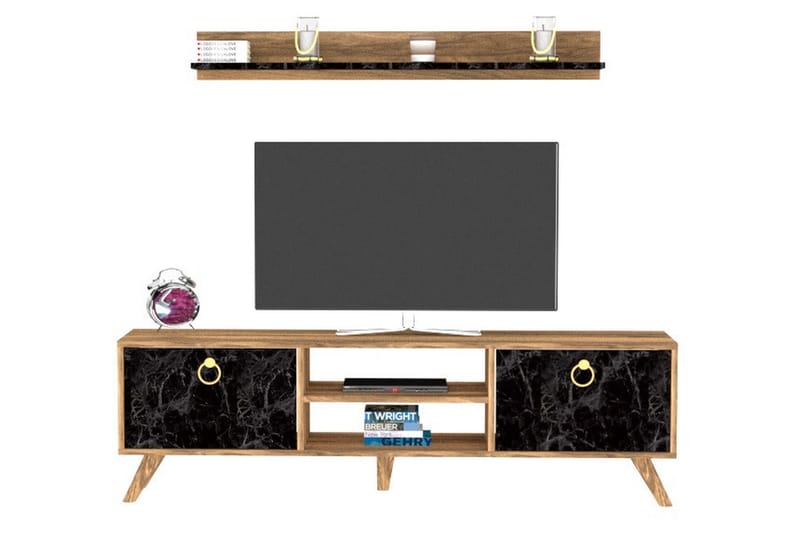 Tv-möbelset Slivea 160 cm - Mörkbrun - TV-möbelset