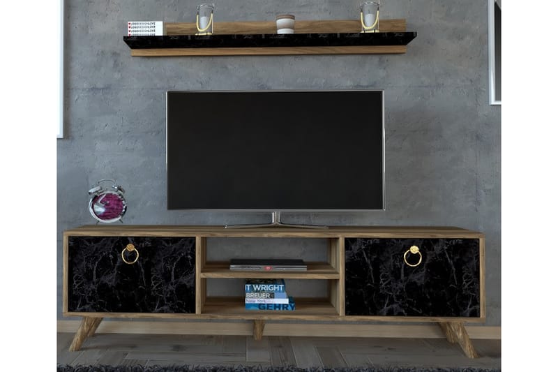 Tv-möbelset Slivea 160 cm - Mörkbrun - TV-möbelset