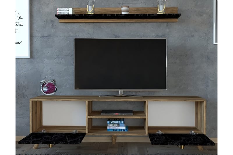 Tv-möbelset Slivea 160 cm - Mörkbrun - Möbler - TV- & Mediamöbler - TV-möbelset