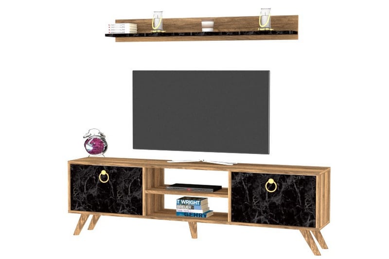 Tv-möbelset Slivea 160 cm - Mörkbrun - Möbler - TV- & Mediamöbler - TV-möbelset