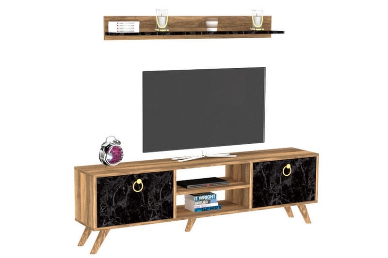 Tv-möbelset Slivea 160 cm - Mörkbrun - Möbler - TV- & Mediamöbler - TV-möbelset