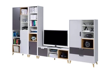 Tv-möbelset Takeshi 120 cm - Vit/Grå - Möbler - TV- & Mediamöbler - TV-möbelset