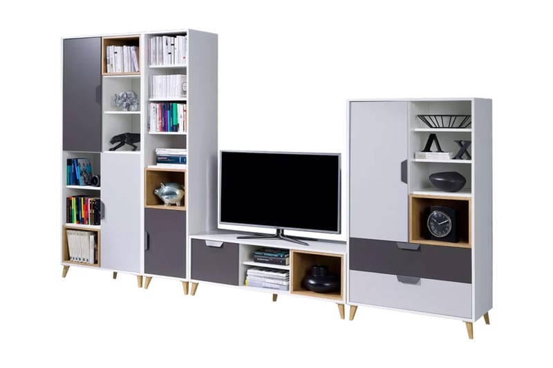 Tv-möbelset Takeshi 120 cm - Vit/Grå - Möbler - TV- & Mediamöbler - TV-möbelset