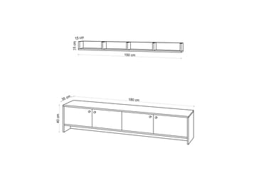 Tv-möbelset Tessari 180 cm - Natur/Brun - Möbler - TV- & Mediamöbler - TV-möbelset