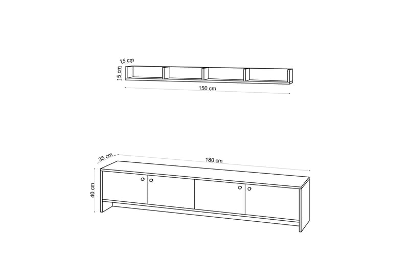 Tv-möbelset Tessari 180 cm - Natur/Brun - TV-möbelset