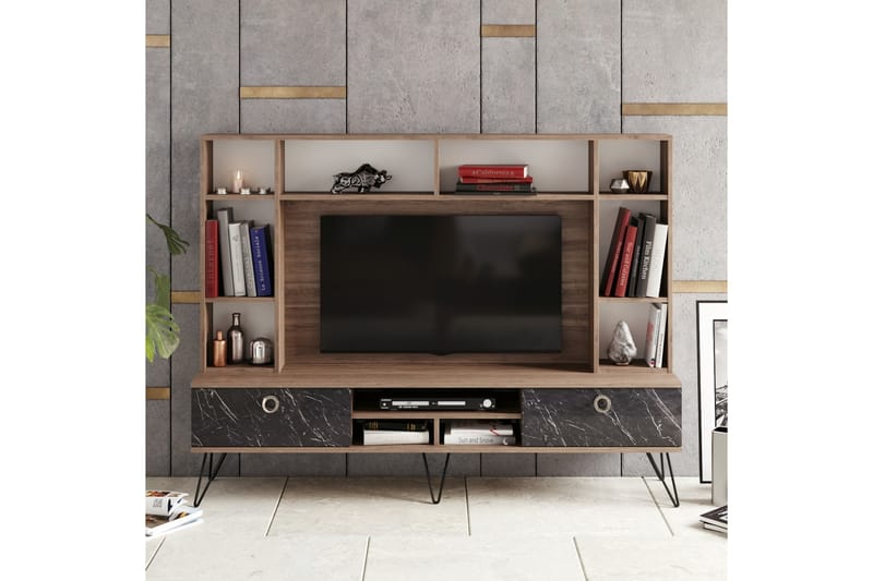 TV-Möbelset Tomoe 180 cm - Valnöt|Svart - Möbler - TV- & Mediamöbler - TV-möbelset