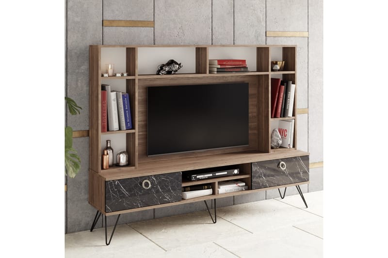 TV-Möbelset Tomoe 180 cm - Valnöt|Svart - Möbler - TV- & Mediamöbler - TV-möbelset