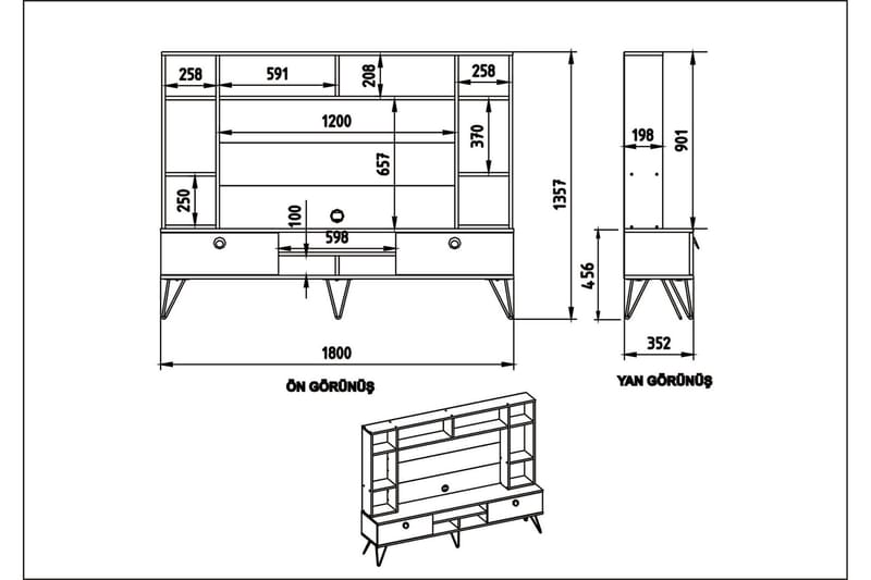 TV-Möbelset Tomoe 180 cm - Valnöt|Svart - Möbler - TV- & Mediamöbler - TV-möbelset
