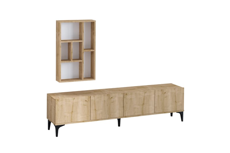 Tv-möbelset Turida 180 cm - Blå/Natur/Svart - Möbler - TV- & Mediamöbler - TV-möbelset