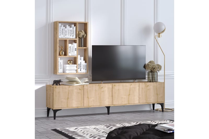 Tv-möbelset Turida 180 cm - Blå/Natur/Svart - TV-möbelset