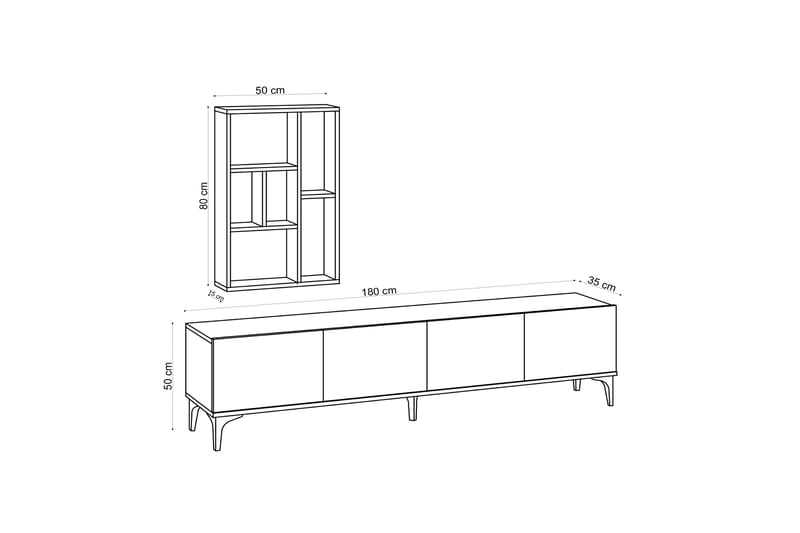 Tv-möbelset Turida 180 cm - Blå/Natur/Svart - TV-möbelset