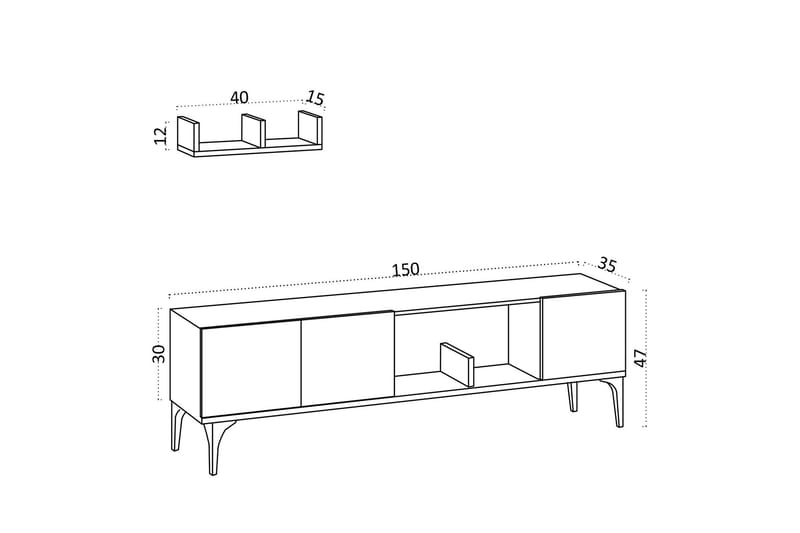 Tv-möbelset Urgby 150x47 cm - Blå - TV-möbelset