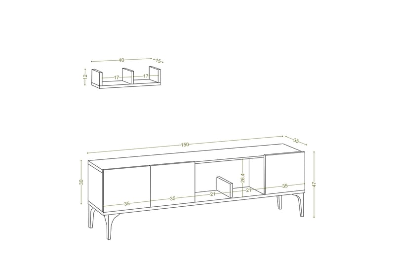 Tv-möbelset Urgby 150x47 cm - Vit - Möbler - TV- & Mediamöbler - TV-möbelset