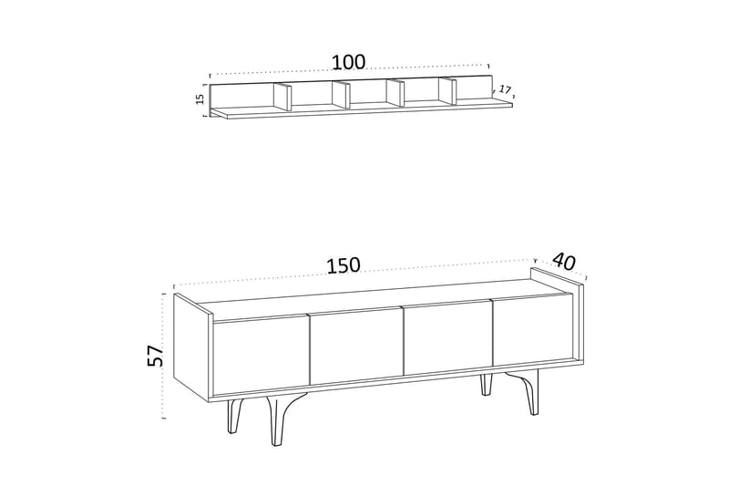 Tv-möbelset Urgby 150x57 cm - Blå - TV-möbelset