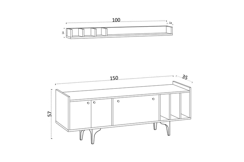 Tv-möbelset Urgby 150x57 cm - Vit - TV-möbelset