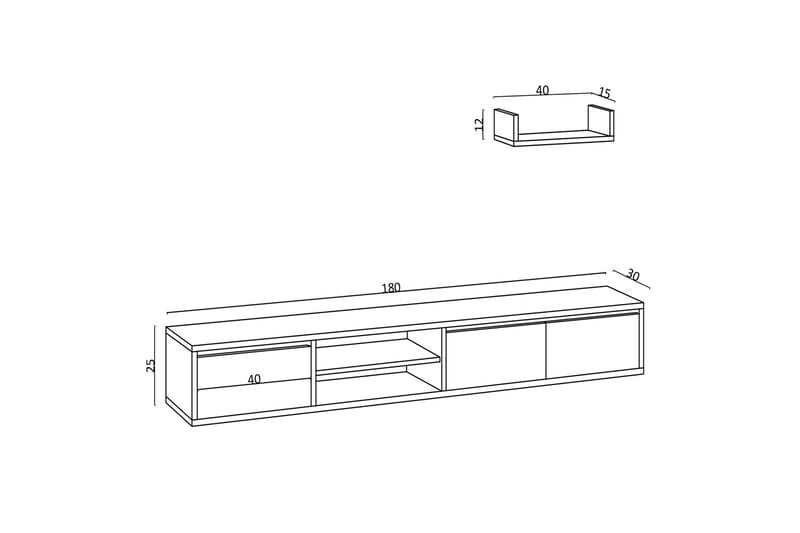 Tv-möbelset Urgby 180x25 cm - Vit - TV-möbelset