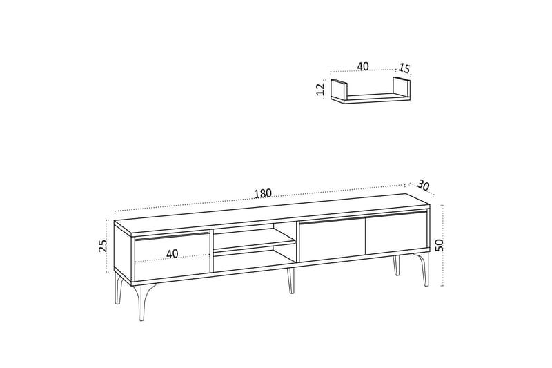 Tv-möbelset Urgby 180x50 cm - Vit - Möbler - TV- & Mediamöbler - TV-möbelset