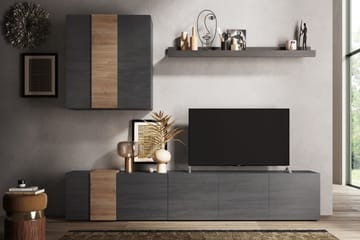 Tv-möbelset Venesa 44x301x195 cm - Grå/Natur - Möbler - TV- & Mediamöbler - TV-möbelset