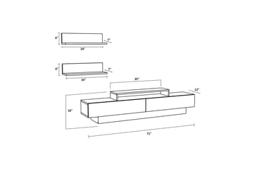 Tv-möbelset Violaceae 180x40 cm - Vit - Möbler - TV- & Mediamöbler - TV-möbelset
