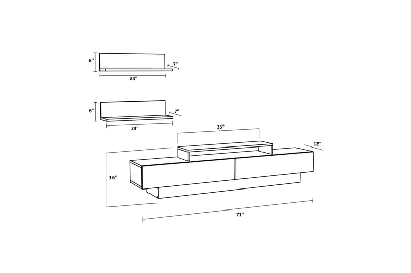 Tv-möbelset Violaceae 180x40 cm - Vit - TV-möbelset