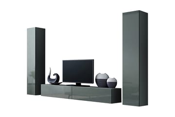 TV-möbelset Wishon 260x40x180 cm - Svart/Grå/Vit - Möbler - TV- & Mediamöbler - TV-möbelset