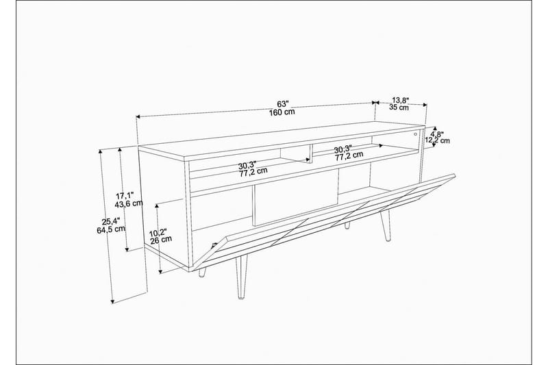 Tv-möbelset Zakkum 160x64,5 cm - Svart - TV-möbelset