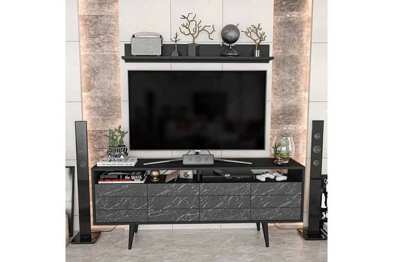 Tv-möbelset Zakkum 160x64,5 cm - Svart - Möbler - TV- & Mediamöbler - TV-möbelset