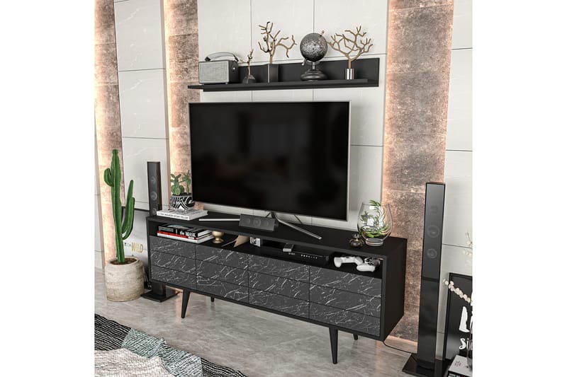 Tv-möbelset Zakkum 160x64,5 cm - Svart - TV-möbelset