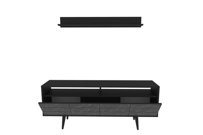 Tv-möbelset Zakkum 160x64,5 cm - Svart - TV-möbelset