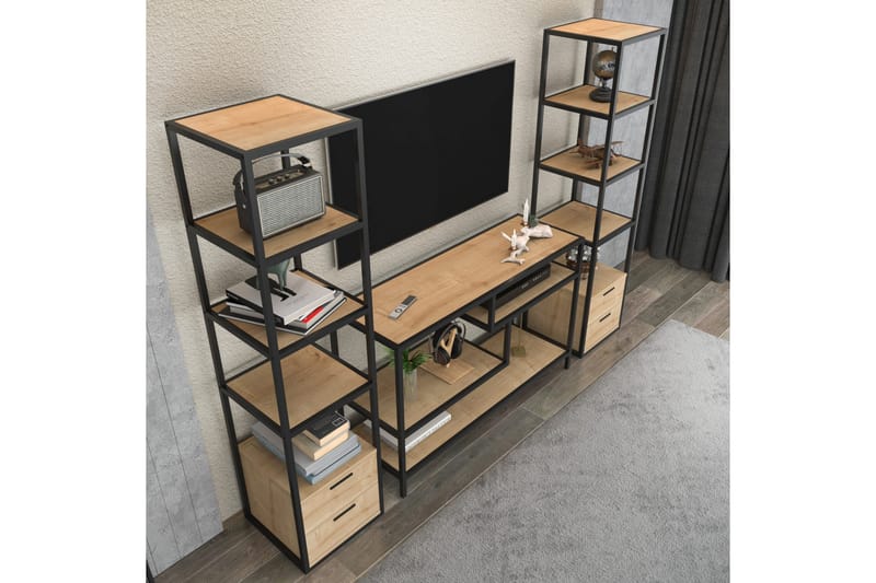 Tv-möbelset Zakkum 198x160 cm - Svart - Möbler - TV- & Mediamöbler - TV-möbelset