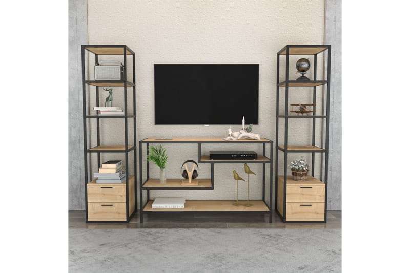 Tv-möbelset Zakkum 198x160 cm - Svart - Möbler - TV- & Mediamöbler - TV-möbelset