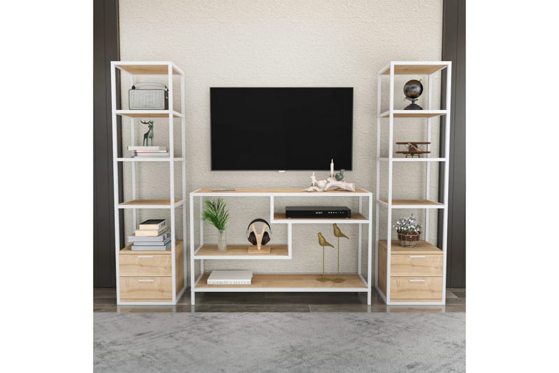 Tv-möbelset Zakkum 198x160 cm - Vit - TV-möbelset