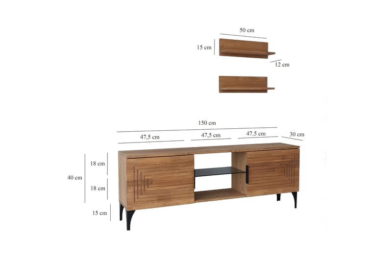 Tv-möbelset Zakkum 50x15 cm - Brun - TV-möbelset