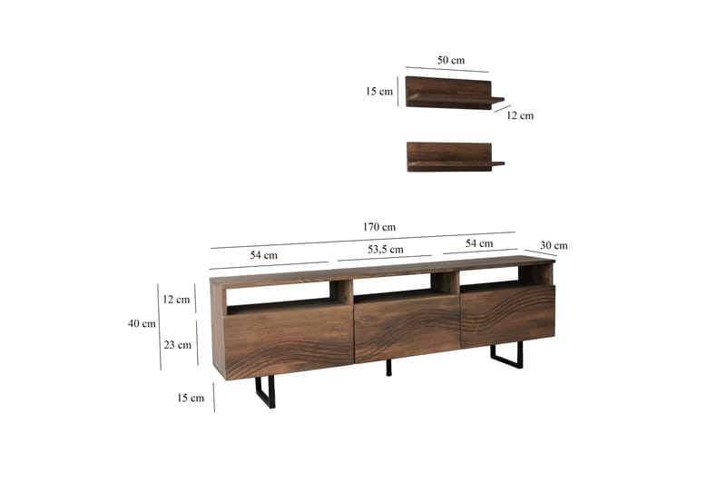 Tv-möbelset Zakkum 50x15 cm - Brun - TV-möbelset