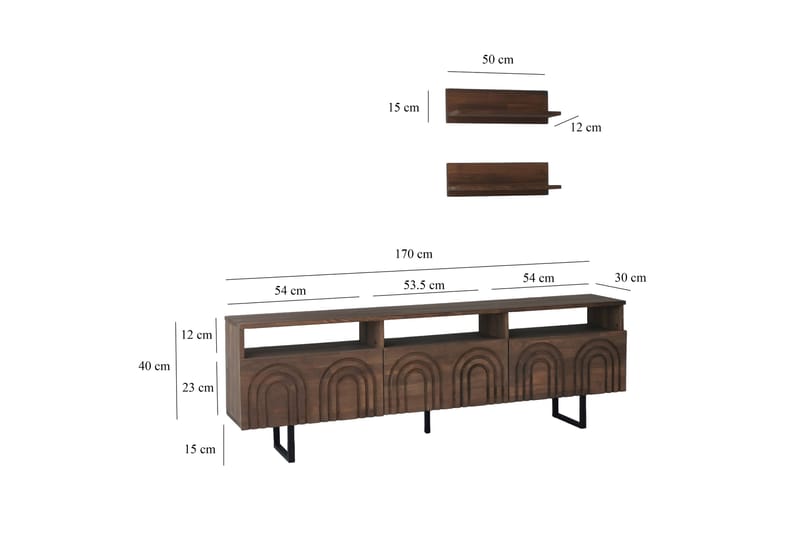 Tv-möbelset Zakkum 50x15 cm - Brun - Möbler - TV- & Mediamöbler - TV-möbelset