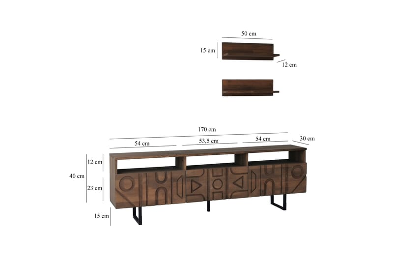 Tv-möbelset Zakkum 50x15 cm - Brun - TV-möbelset