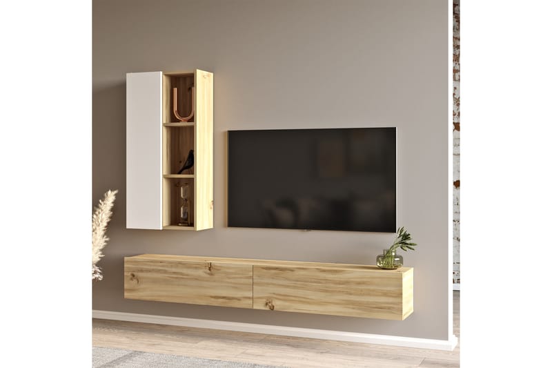 Tv-möbelset Zeliv 175 cm - Natur/Vit - TV-möbelset