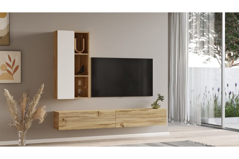 Tv-möbelset Zeliv 175 cm - Natur/Vit - TV-möbelset