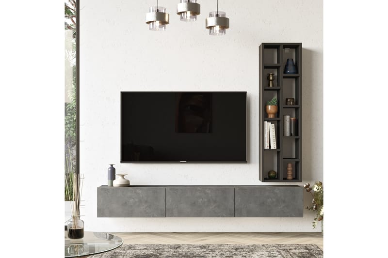 Tv-möbelset Zeliv 175 cm - Silver/Svart - TV-möbelset