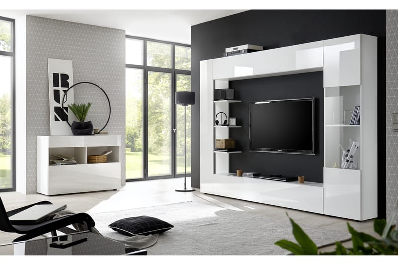 Väggkombination Selvena 295 cm - Vit - Möbler - TV- & Mediamöbler - TV-möbelset