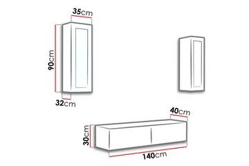Vasil TV-möbelset 210x40x180 cm - Svart/Vit - Möbler - TV- & Mediamöbler - TV-möbelset
