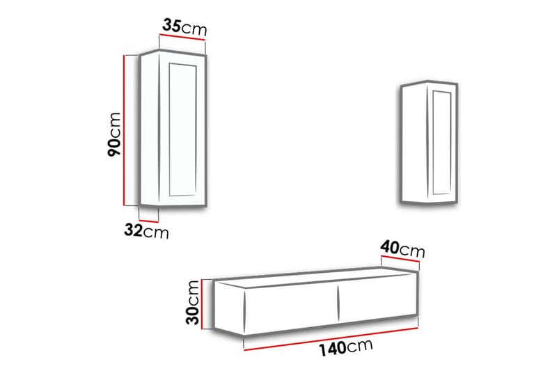Vasil TV-möbelset 210x40x180 cm - Svart/Vit - Möbler - TV- & Mediamöbler - TV-möbelset