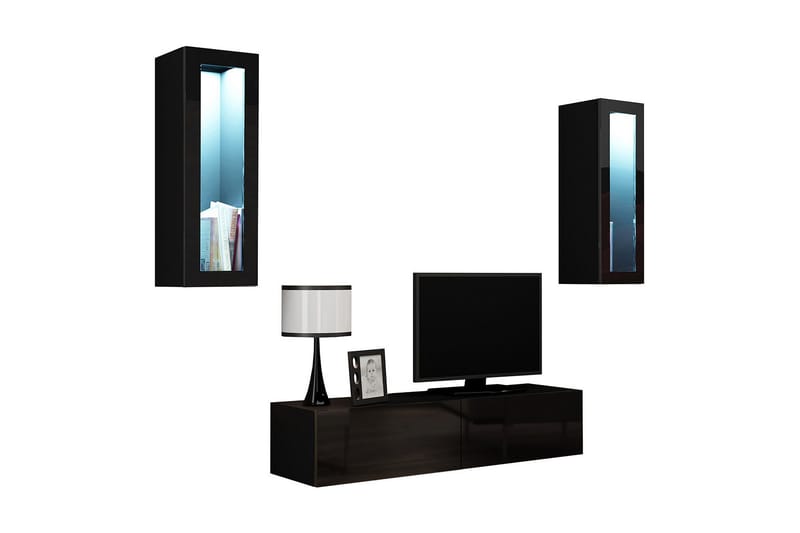 Vasil TV-möbelset 210x40x180 cm - Svart/Vit - Möbler - TV- & Mediamöbler - TV-möbelset